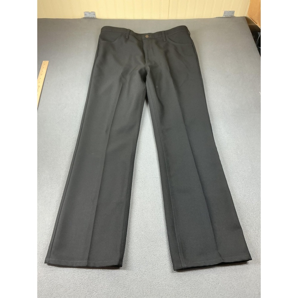 Wrangler Pants Mens 28x34 Black Regular Fit Chino Polyester Cotton Microfiber